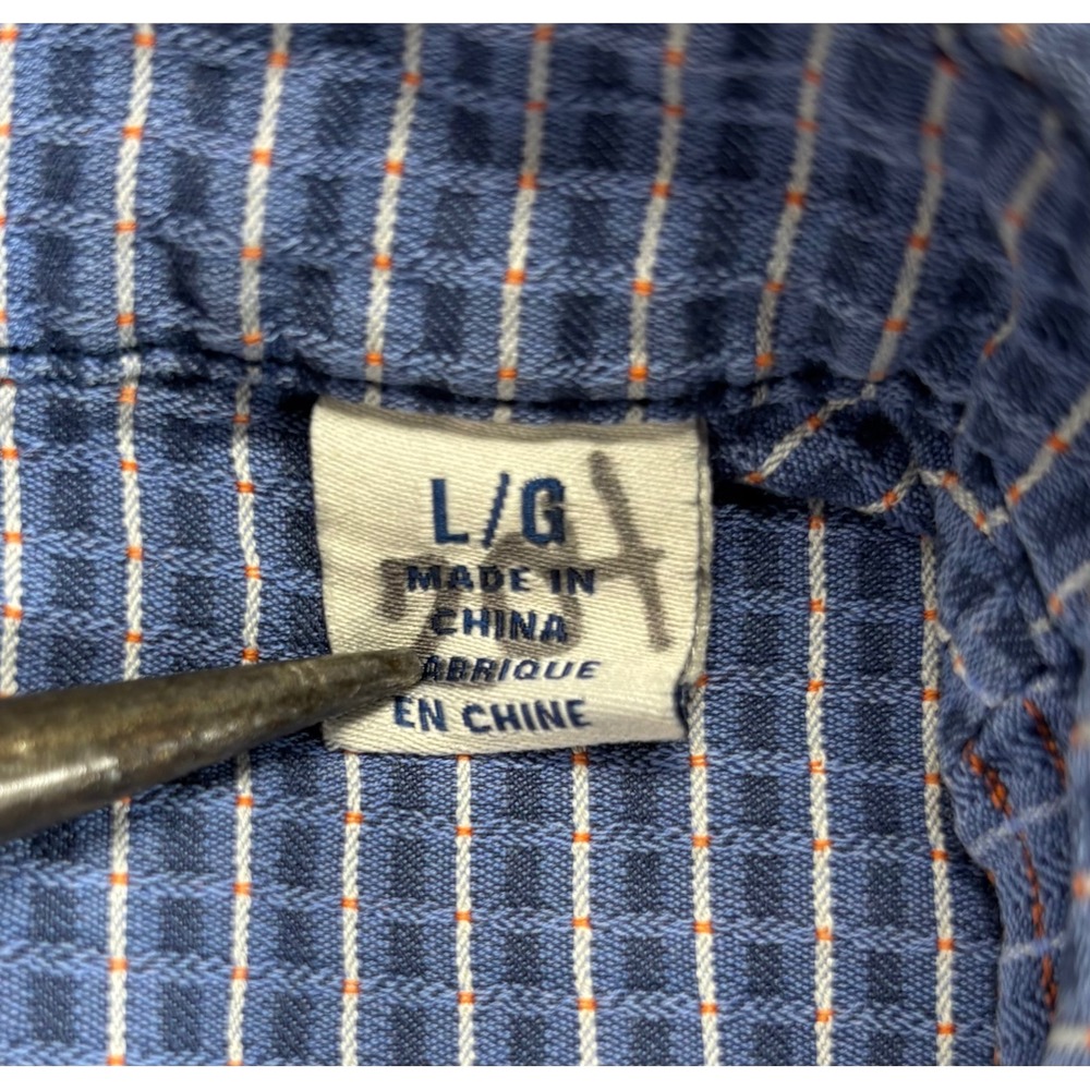 Tommy Bahama Shirt Mens Large Blue Grid Short Sleeve Textured Button Up - Picture 5 of 8
